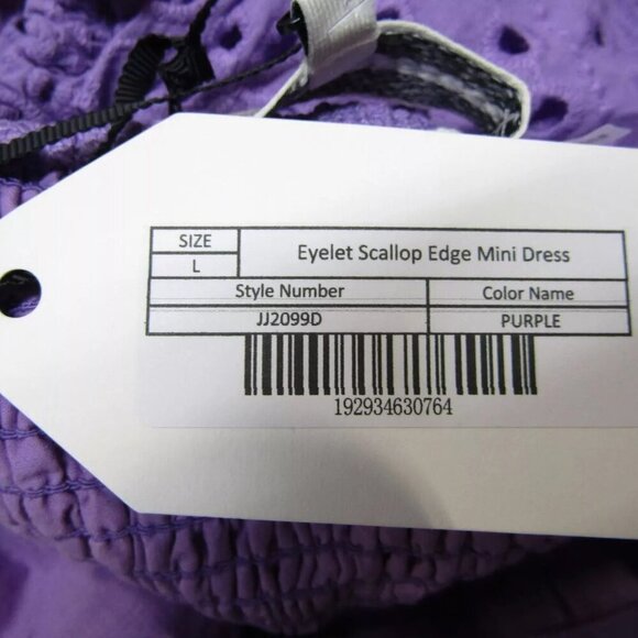 NEW ENGLISH FACTORY Womens Eyelet Scallop Edge Mini Dress Purple Size L - Picture 13 of 14